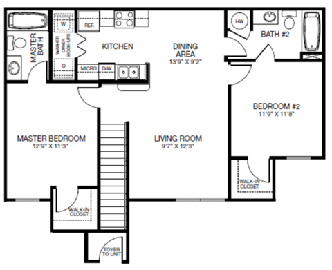 Two Bedroom Floor Plan at Royal Palm Key Affordable Apartments in Tampa FL